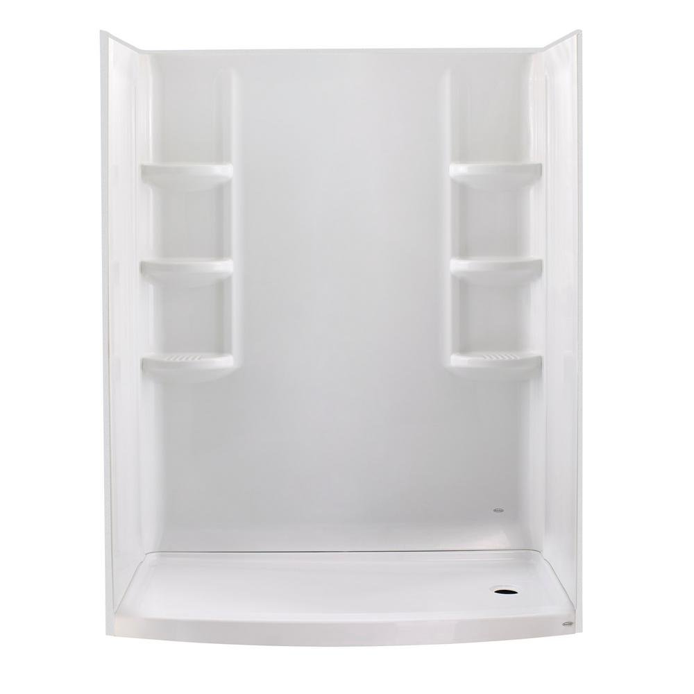 American Standard Ovation Curved 30 in. x 60 in. x 72 in. 3-piece Direct-to-Stud Alcove Shower Wall in Arctic White