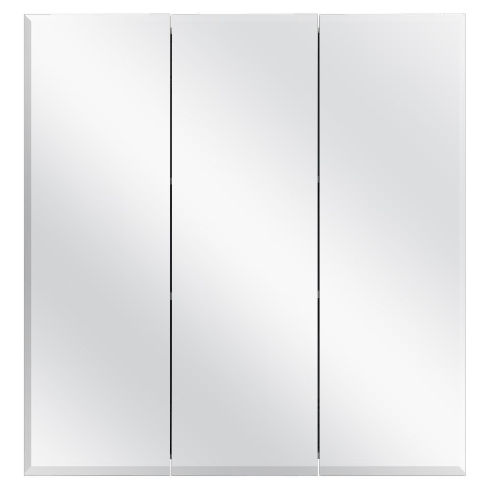 24-3/8 in. W x 25-1/4 in. H Frameless Surface-Mount Tri-View Bathroom Medicine Cabinet