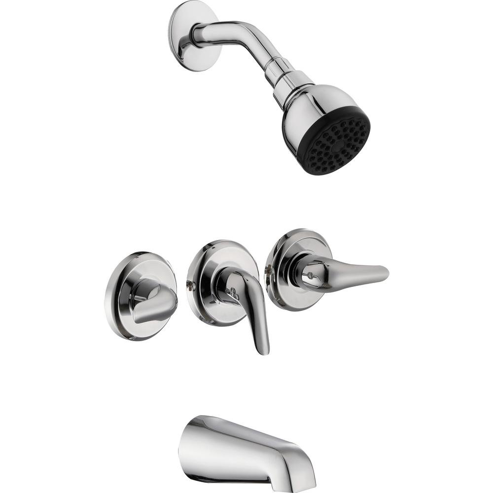 Aragon 3-Handle 1-Spray Tub and Shower Faucet in Chrome (Valve Included)