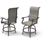 Riverbrook Espresso Brown Swivel Aluminum Sling Outdoor Balcony Bistro Chairs (2-Pack)