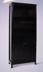 THRESHOLD 72 CARSON 5-SHELF BOOKCASE WITH DOORS IN BLACK, NEW IN BOX