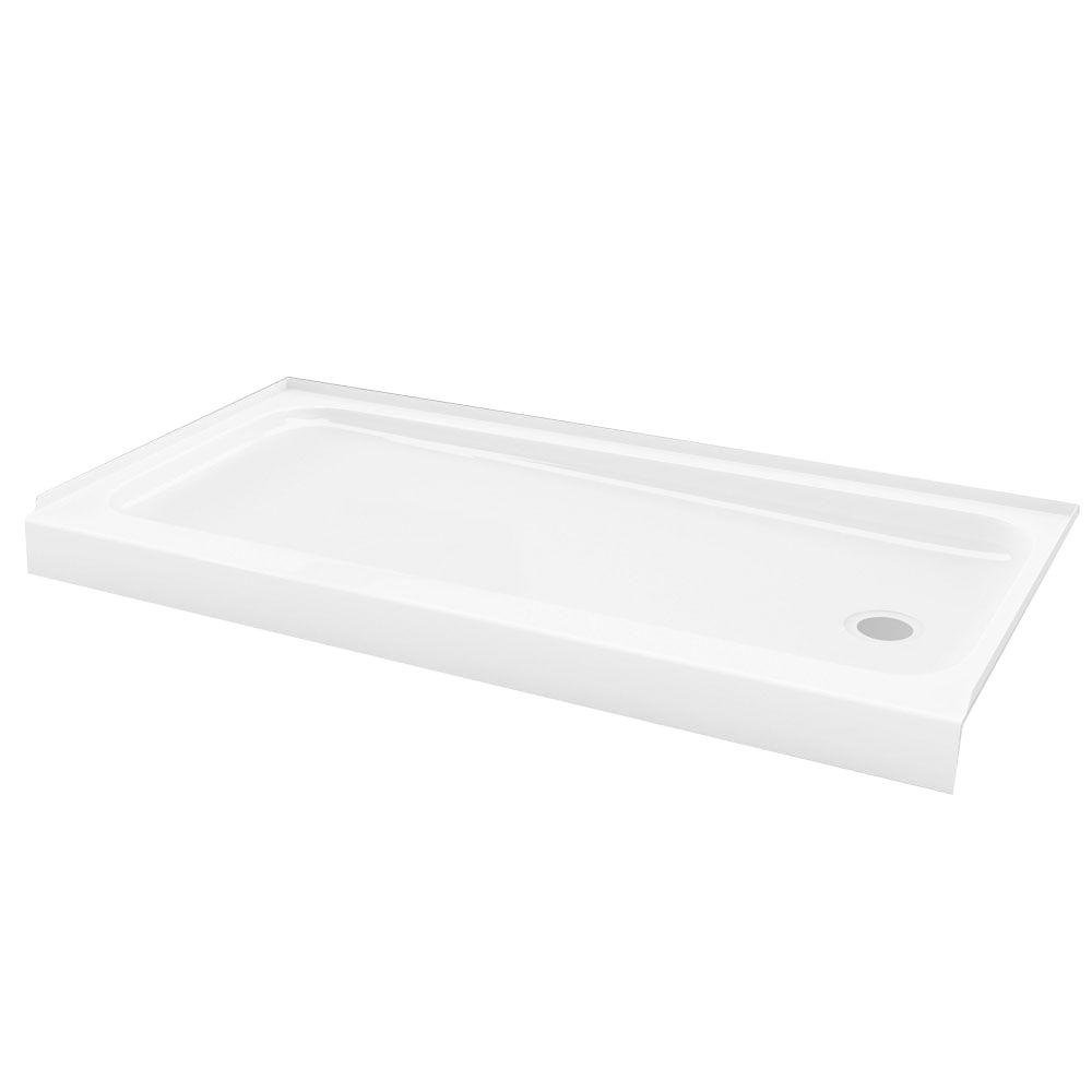  Bootz Industries ShowerCast 60 in. x 30 in. Single Threshold Shower Pan in White with Left Drain
